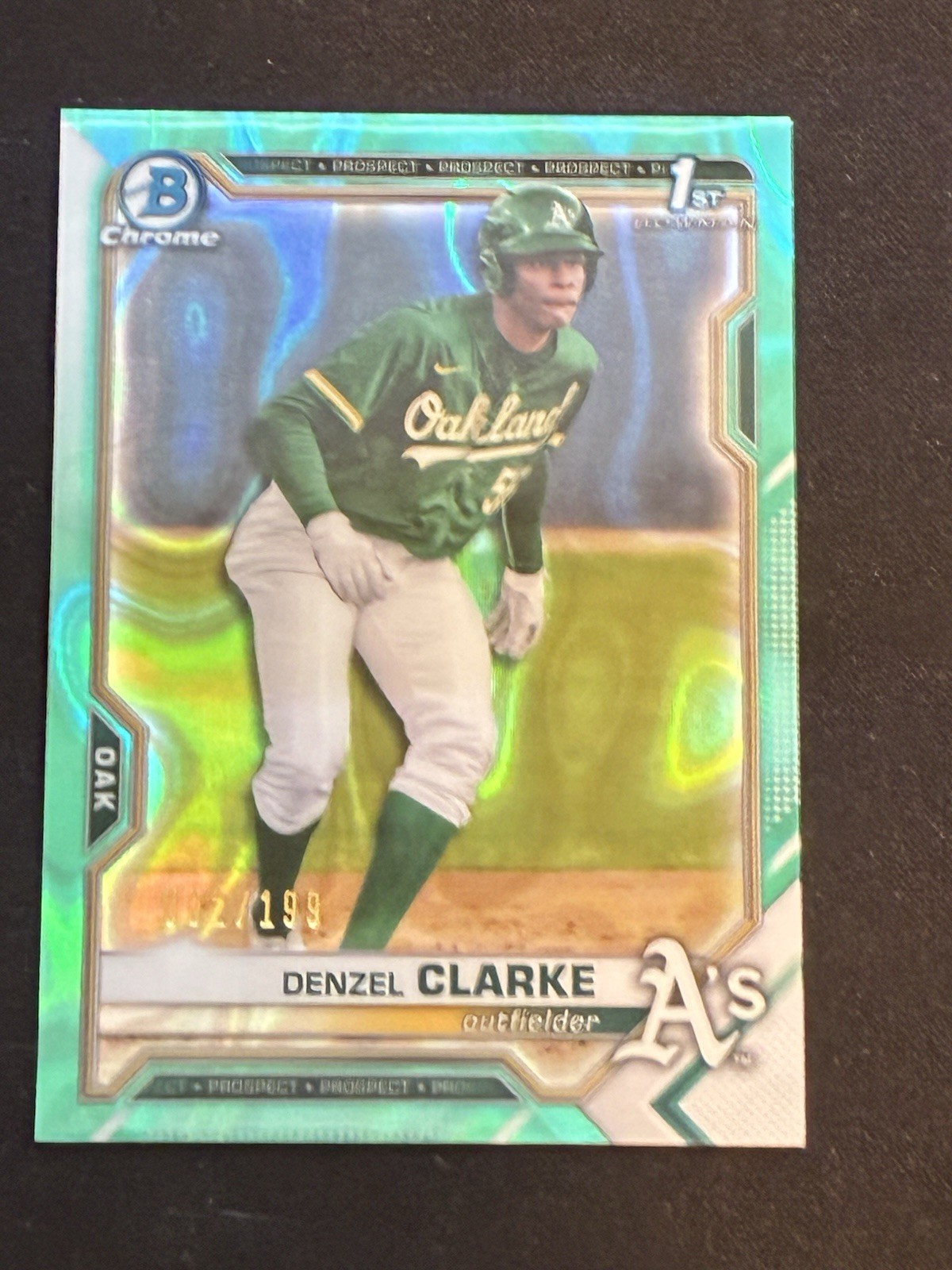 2021 Bowman Draft Chrome Denzel Clarke BDC-128 Aqua Lava Refractor RC /199