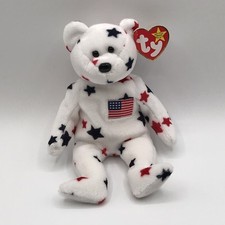 TY Beanie Babies Glory the Bear Born July 4th 1997 RARE 04188
