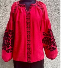 New Authentic Ukrainian Vyshyvanka Embroidered Shirt With Tags Size L  XL