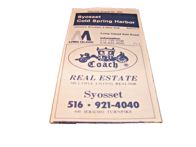 1980 LIRR SYOSSET COLD SPRING HARBOR NEW YORK PUBLIC TIMETABLE