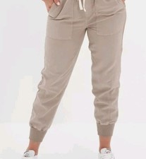 Aerie lightweight Lyocell Cargo jogger pants elastic Tie waist Tan Sz XS Womens