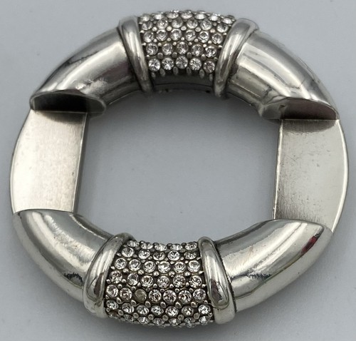 Pulsera Brighton Segovia Arcos Cuero Gris Plata Cristal Centro M/L - Imagen 9 de 17
