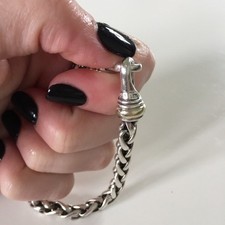David Yurman Signed 925 Sterling Silver Two-Tone Rolo Chain Bracelet Lobster