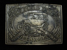 QA01139 VINTAGE 1970s  HENRY FORD DETROIT AUTOMOBILES  BRASSTONE BELT BUCKLE