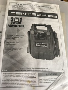 Cen Tech 3in 1 Portable Power Pack | eBay