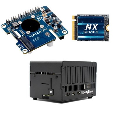 BerryBase NVMe-PoE-Bundle für Raspberry Pi 5, 2230, PCIE 3.0 SSD, 256GB, M.2