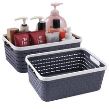 Plastic Storage Bin Baskets, Toilet Paper Basket for Bathroom, Plastic Organi...
