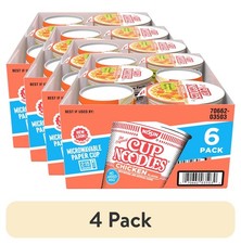 (4 Pack) Nissin Foods Cup Noodles Ramen Noodle Soup, Chicken Flavor, 2.25 Oz 6pk