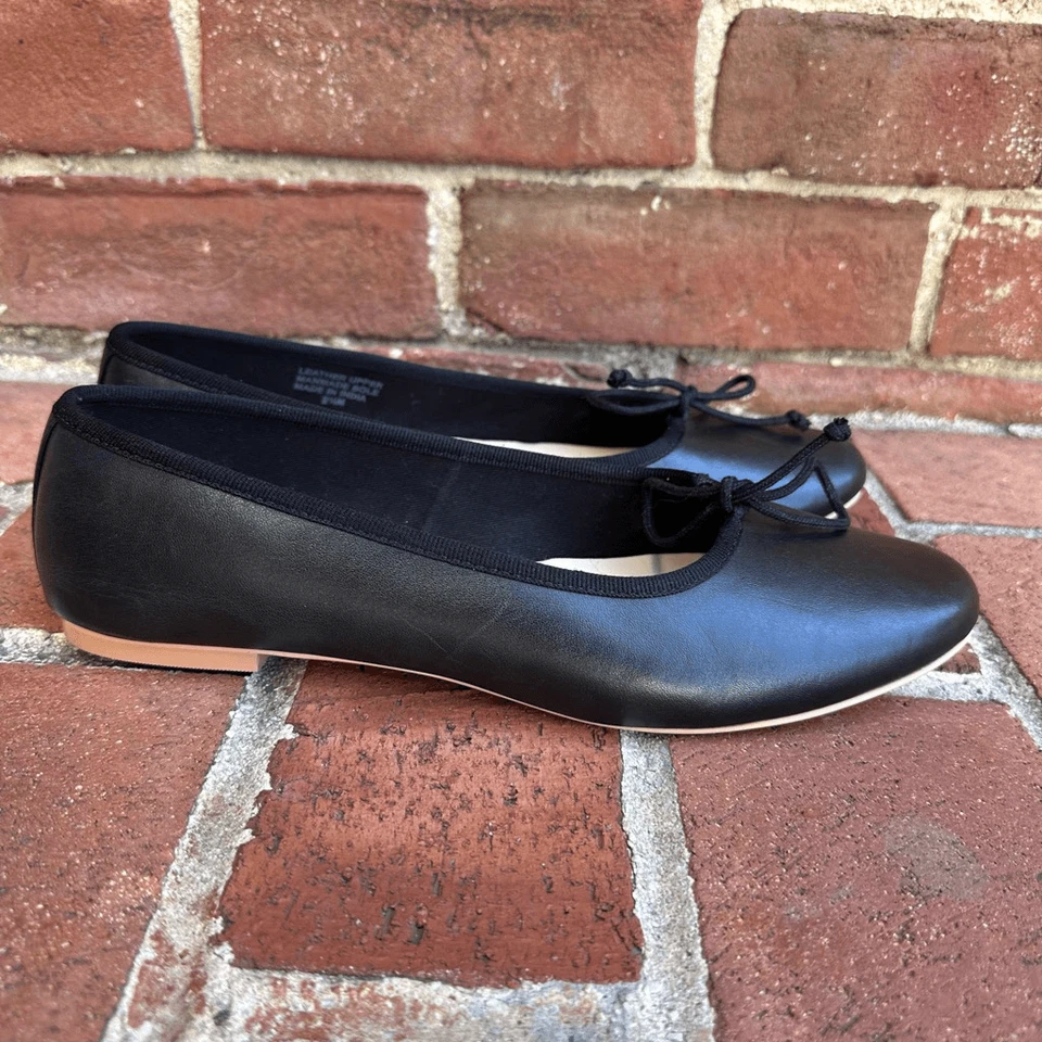 Ann Taylor loft женщин $148 черный кожаный бант верхний балетки 9 новый - Изображение 2 из 4