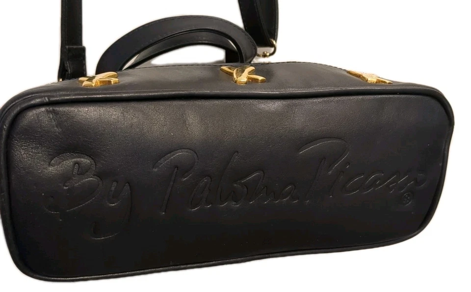 Bolso de mano de hombro/bross bidireccional negro cuero Paloma Picasso Italia de colección Foto 4 de 4