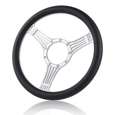 9 Bolt Disc Steering Wheel, 14"" Leather billet steering wheel, fits most 196...