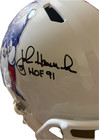 John Hannah Signed Patriots Riddell Full Size Speed Rep Helmet w/HOF'91  — photo 5