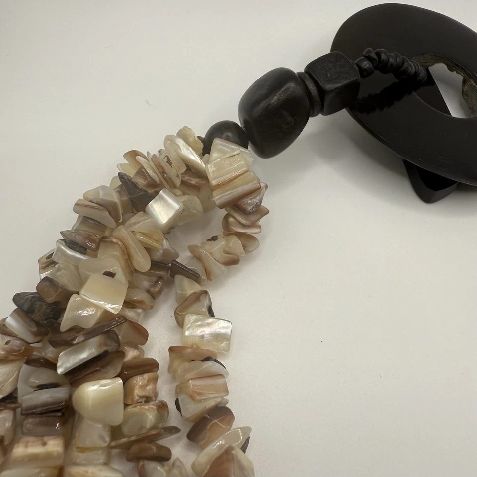 Gerda Lynggaard Monies Necklace Statement Runway Five Strand MOP 20” - Image 3 of 4