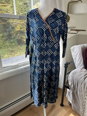 Women s Sakai Kurta India Cotton Dress Cover-up Large