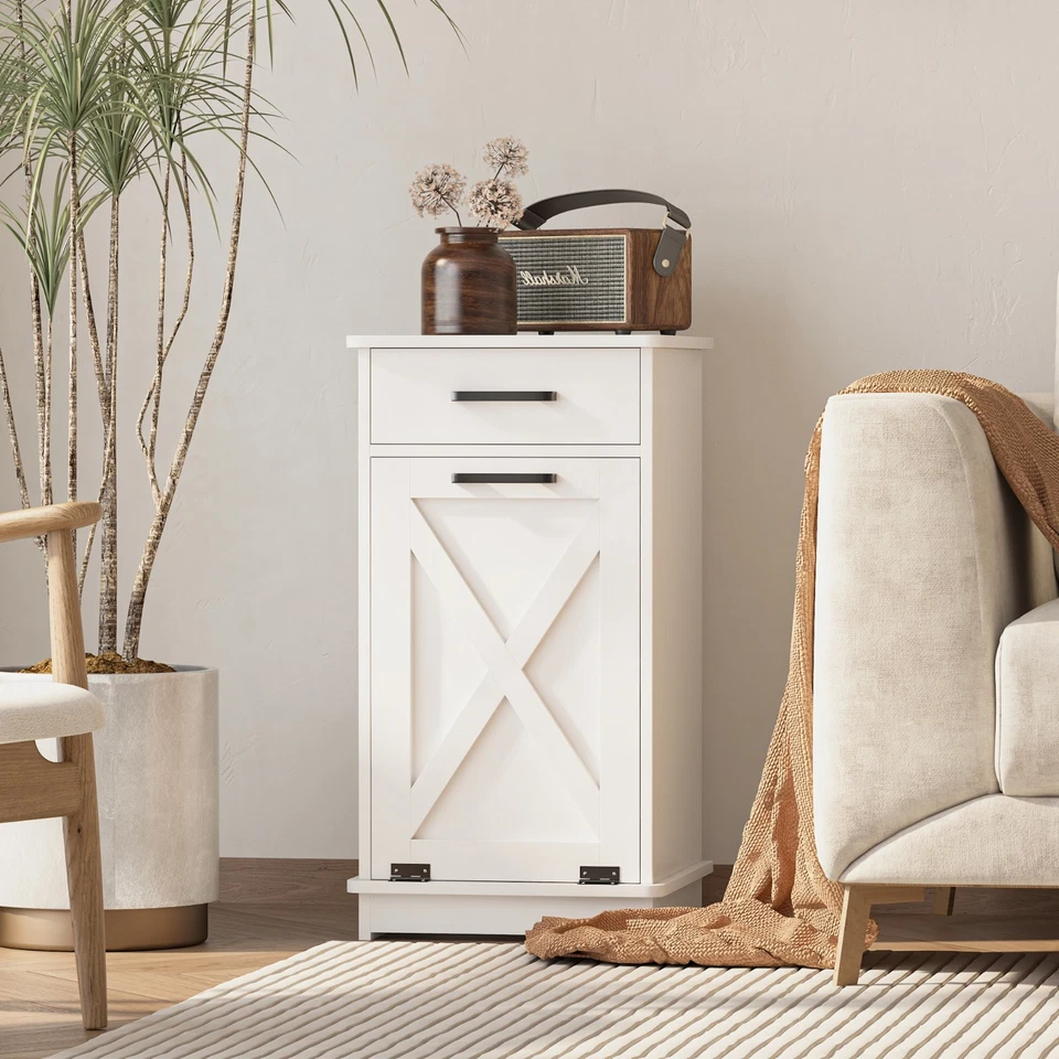 Gabinete de basura inclinable oculto inclinable gabinete de cesta de lavandería con cajón cesta Foto 4 de 4