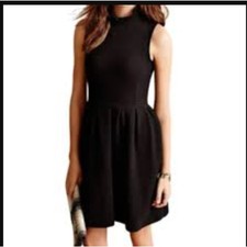 Ganni Black Textured Fit & Flare Dress Small Scandi Girl LBD Minimalist