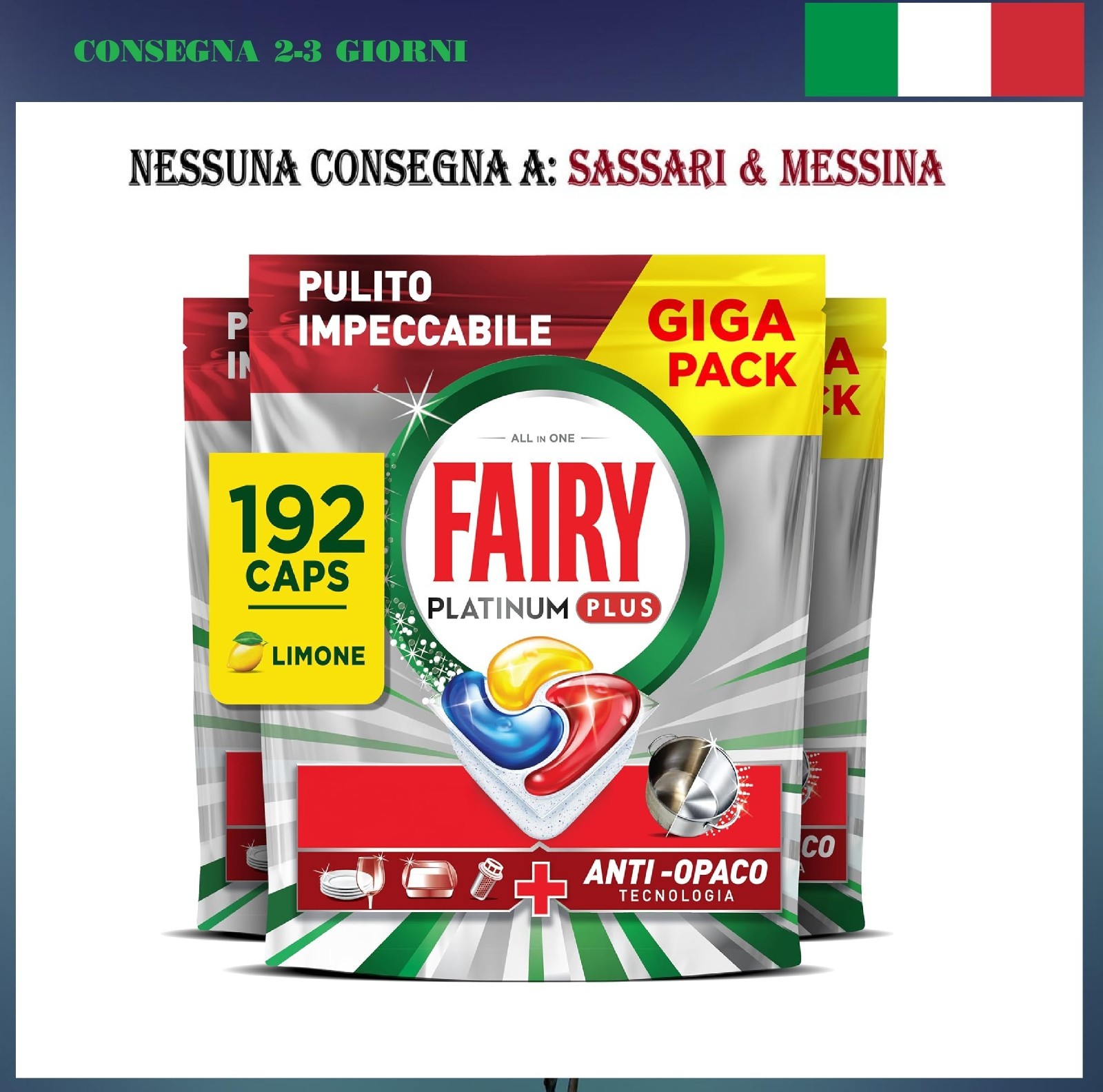 Fairy Platinum Detersivo Pastiglie Lavastoviglie Plus, Brillantante, 192 Capsule