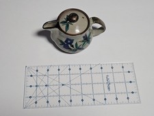 Japanese Pottery Teapot Crackle Glaze Hand Painted Flowers w/ Stainless Infuser