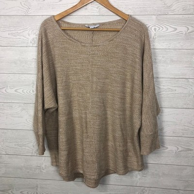 Boutique + Women's Size 2X Dolman Sleeve Pullover Sweater Scoop Neck Tan