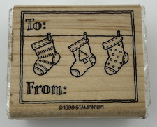 Stampin Up Christmas Gift Tag Wood Mount Rubber Stamp