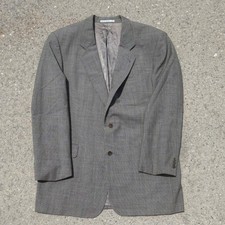 Hugo Boss Vintage Men Houndstooth Wool Blazer Sport Coat Grey Brown Made in USA