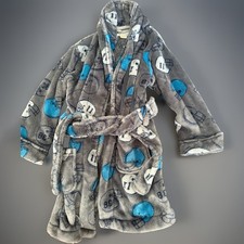 PJsleep Toddler Football super soft Fleece Bathrobe Gray/Blue Size 3 Belted