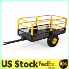 Heavy Duty Steel Lawn Mower Trailer ATV Trailer Dump Cart,22Cu.Ft 1600LB,Garden