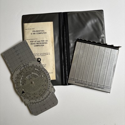 Felsenthal E-6B Computer Air Navigation Dead Reckoning Whiz Wheel, AN Bolt Gauge