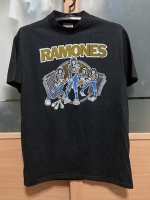 Vintage Ramones 80s Basic Black Rock Tour Concert T shirt Reprint