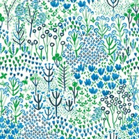 FD26350_ Happy Meadow Druck Blau GrüN Weiß Fine Decor Tapete