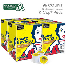 Caf Bustelo Sweet Creamy Caf con Leche Coffee Keurig K-Cup Pods 96 Count Box