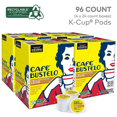 Café Bustelo Sweet & Creamy Café con Leche Coffee Keurig K-Cup Pods 96 Count Box