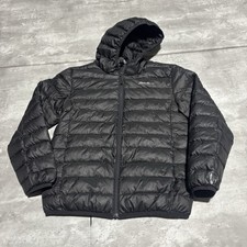 Eddie Bauer Puffer Jacket Boy's Medium Black Down Fill Winter Hooded 