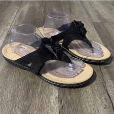 Clarks Laurieann Gema Black Flower Thong Sandals Women's US 9
