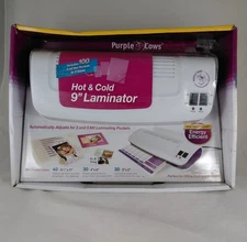 Purple Cows Hot & Cold 9" Laminator and 100 assorted sleeves Sealed Box 3016C