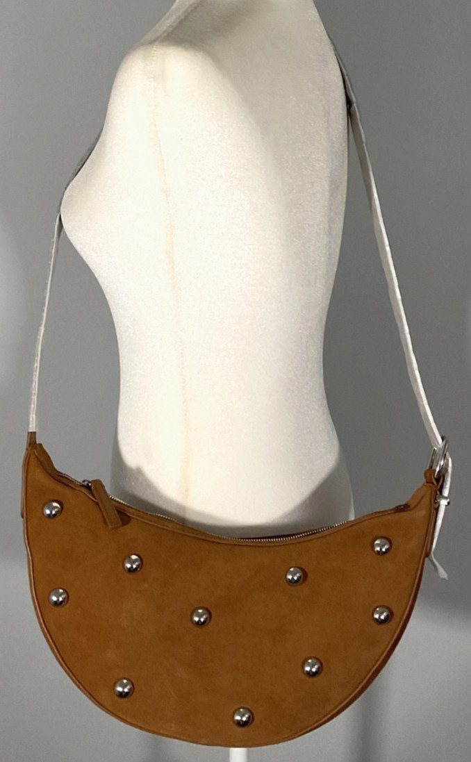 Madewell Stud Essentials Crescent Dried Acorn Sling Bag NWT