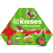 HERSHEY'S KISSES Grinch Milk Chocolate, Christmas Candy 6.5 Ounce (Pack of 1) 