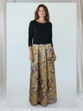 Nordstrom’s JS Collection Long Sleeve Jaquard Gown Women’s Size 8 Navy & Floral