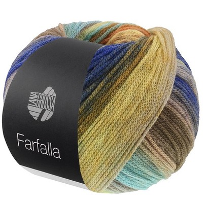 Wolle Kreativ! Lana Grossa - Farfalla Fb. 14 gelb türkis ocker beige mokka 