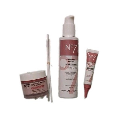 No7 Restore & Renew Multi Action Set Cleansing Lotion Eye Cream Night Cream