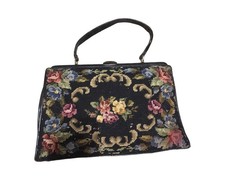 Vintage Needlepoint Tapestry Evening Bag Floral