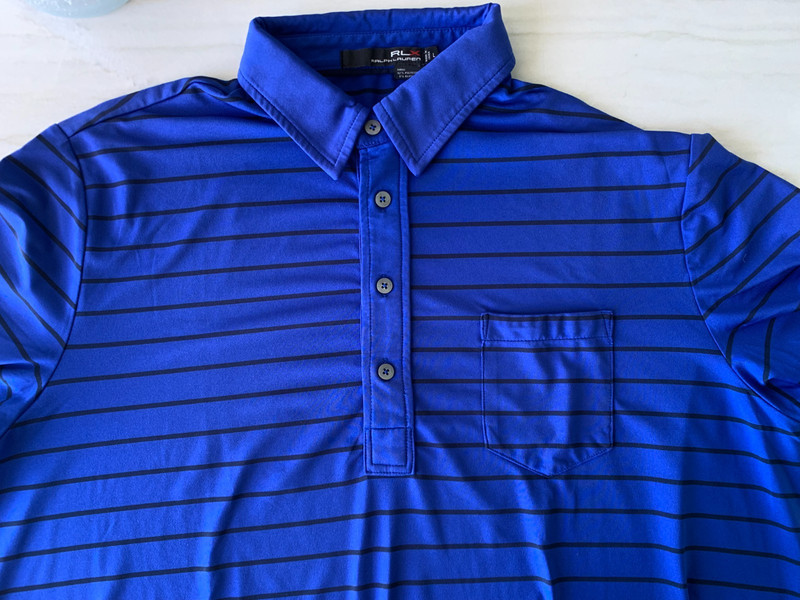 Ralph Lauren Golf Polo Men's L Navy White Stripe Trump National Bedminster