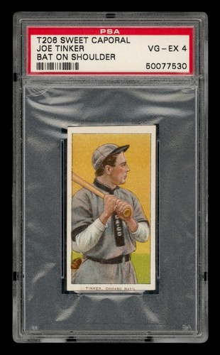1909-11 T206 Set-Break Joe Tinker Bat On Shoulder Sweet Caporal PSA 4 VG-EX
