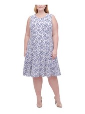TOMMY HILFIGER Womens Sleeveless Knee Length Cocktail Fit + Flare Dress