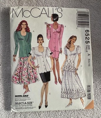 McCall s 6525 Women s Two-Piece Dress Pattern Size 6-10 FF Uncut 1993