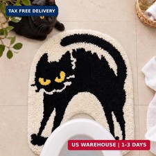Cat Bathroom Rug, U Shaped Toilet Mat, Washable Absorbent Non Slip