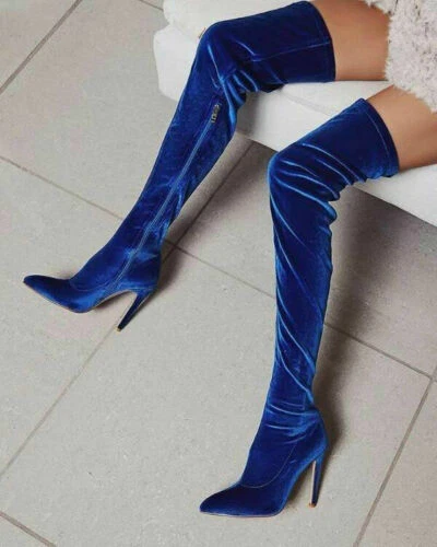 Womens Over The Knee Boots Suede Stiletto High Heel Shoes Sexy Long Thigh Boots - Picture 12 of 17