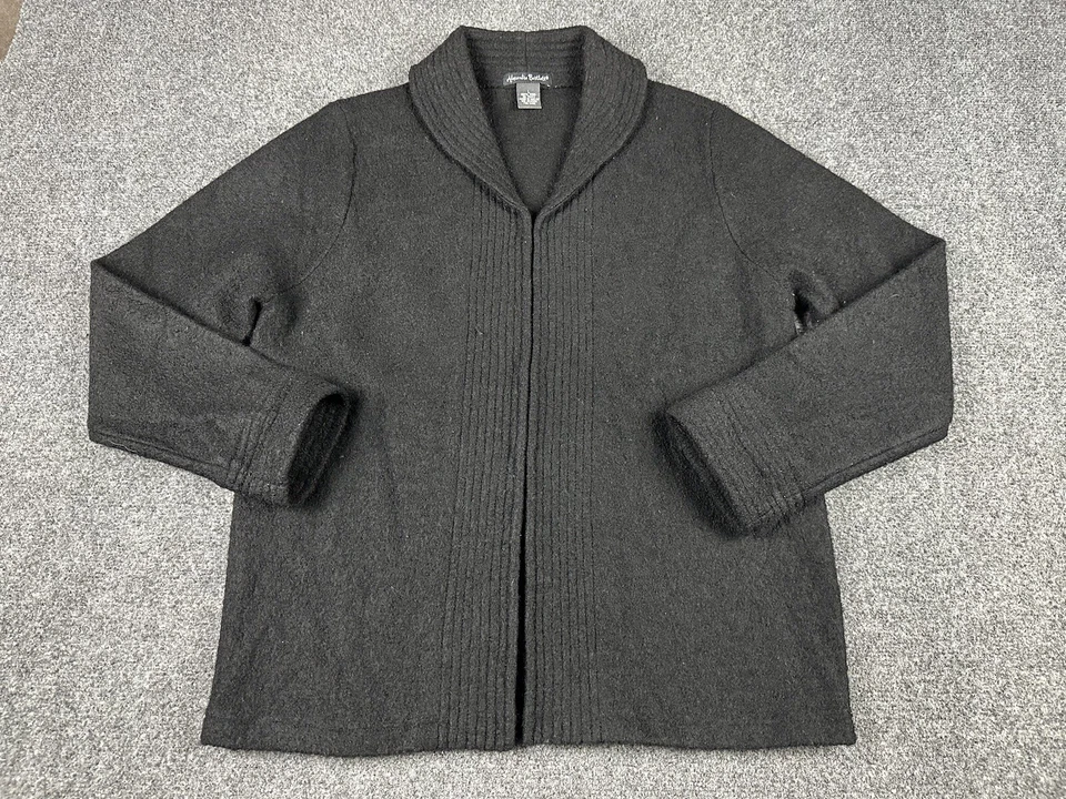 Abrigo Chaqueta Alexandra Bartlett 100% Lana Talla Grande Negro De Colección Granny Core Ganchos Foto 2 de 4