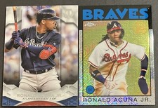 2021 Topps Chrome Ronald Acuna Jr. 1986 Variation Mojo + Topps Tribute 2019
