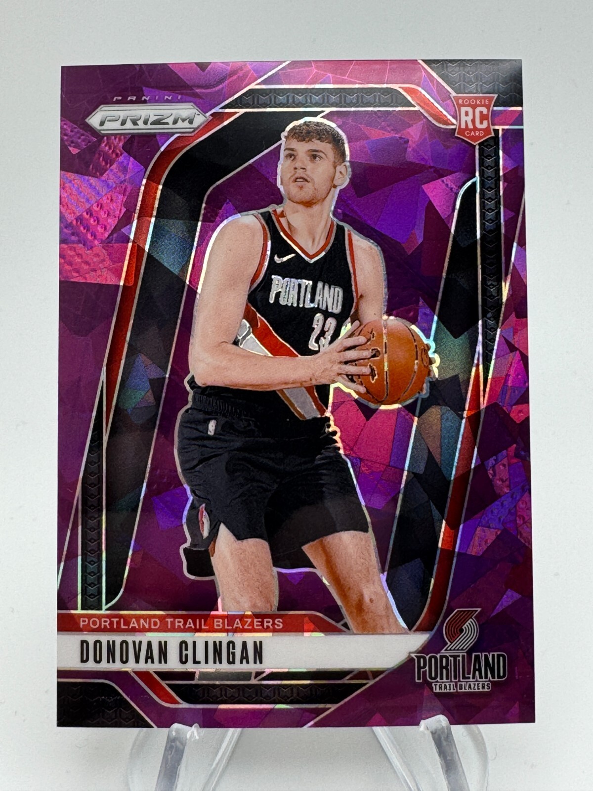 2024-25 Prizm Basketball DONOVAN CLINGAN Purple Cracked Ice Rookie /149 #221